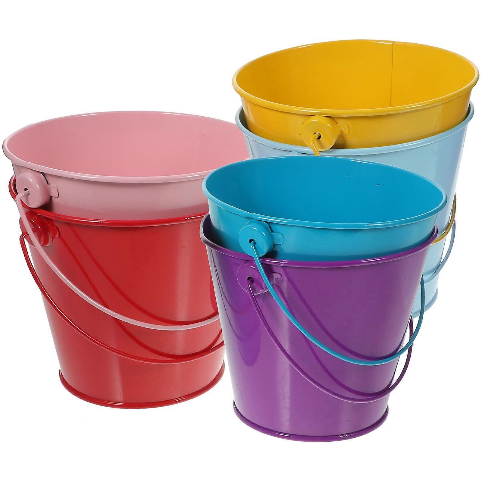 6Pcs Colored Metal Bucket Great For Birthday Party Storage Uses Retro