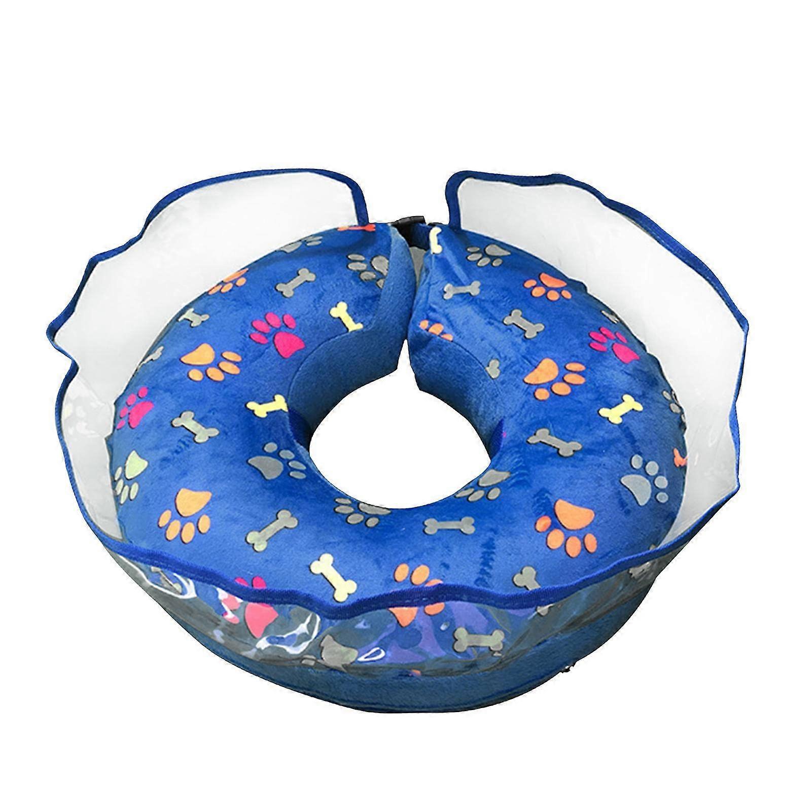 Soft Dog Cone Inflatable Elizabethan Collar For Pets Blue Size M Protective Doughnut Recovery Cone