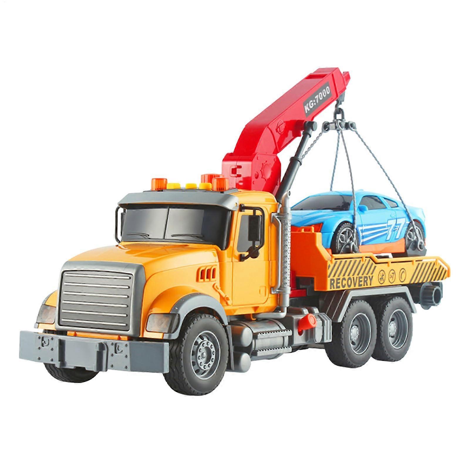 Kids Rescue Crane Vehicle - Big Construction Crane Toy with Sound and Light Effects, Push-and-Go Race Car for Toddlers Age 3+