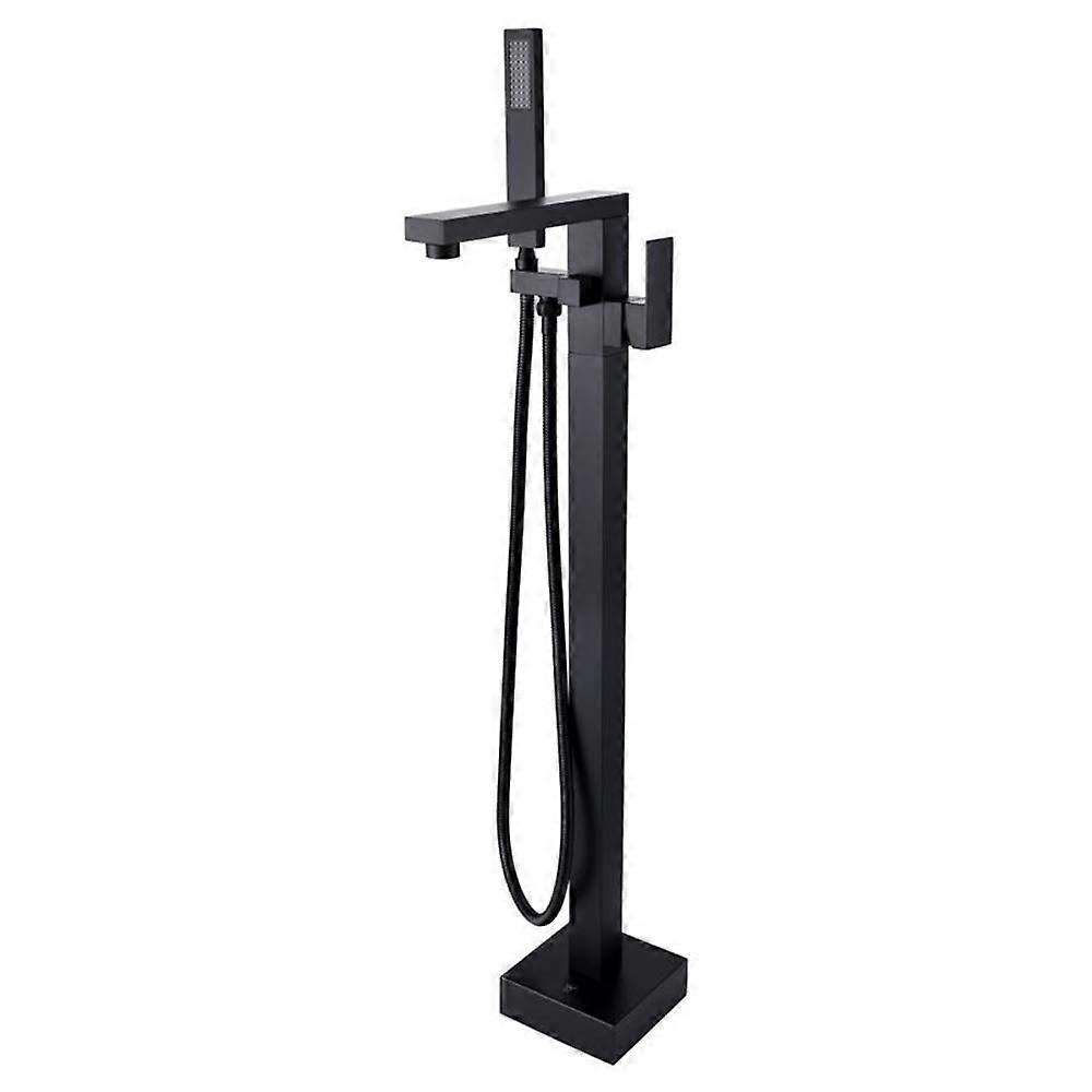 Matte Black Freestanding Bathtub Faucet with Single-Handle Bathtub Shower Mixer Made of Brass, Hot and Cold Water, Floor Mounted