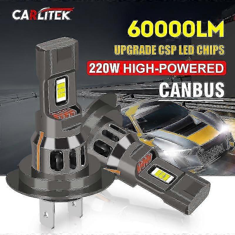 H7 LED Canbus 60000lm 220W Turbo LED Lampadine per fari per auto Mini Size Plug&play con ventola Lampada automatica a LED wireless 6000K Bianco 12V