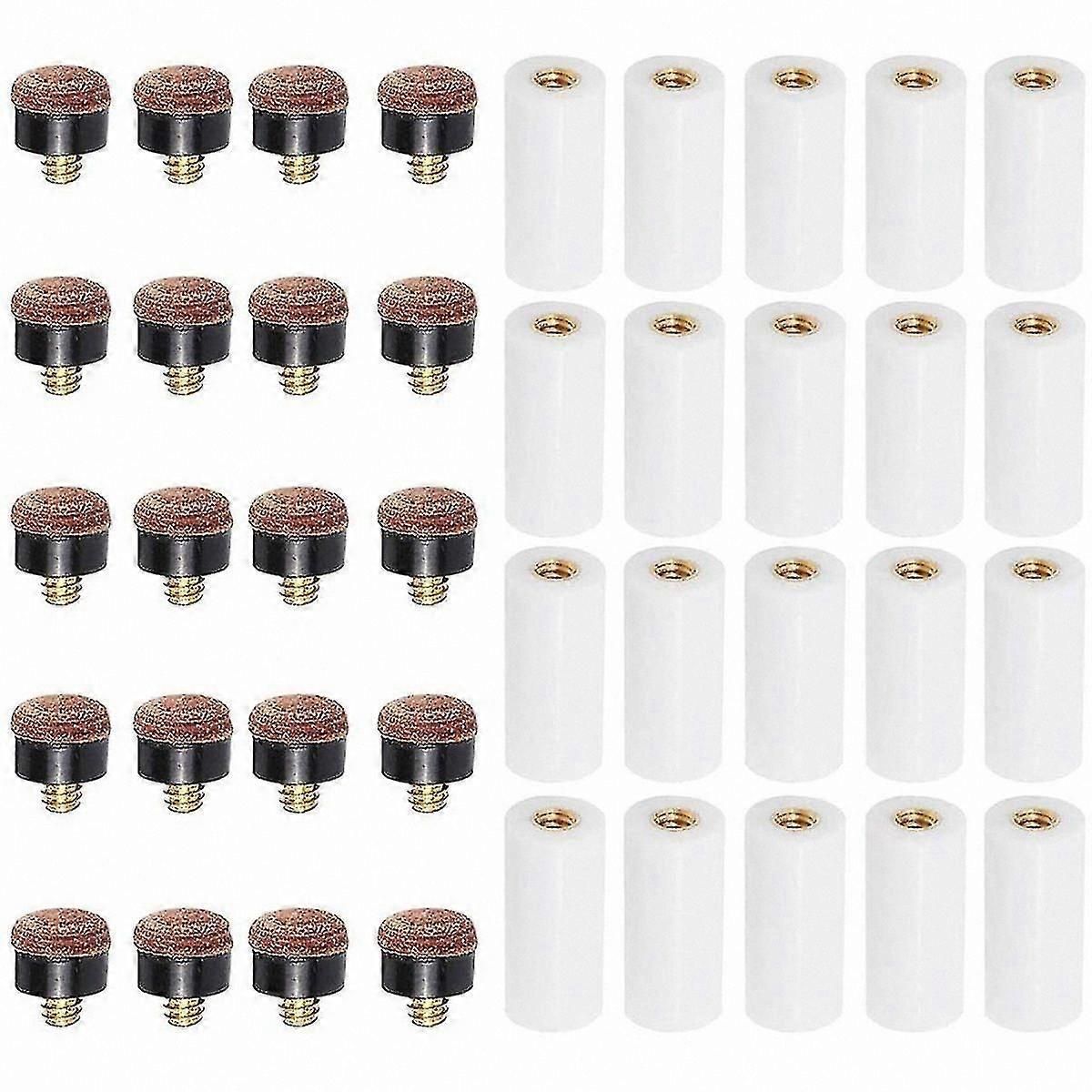 20 Sets Pool Cue Tips with Ferrules 12mm Screw-On Replacement for Billiard Cues