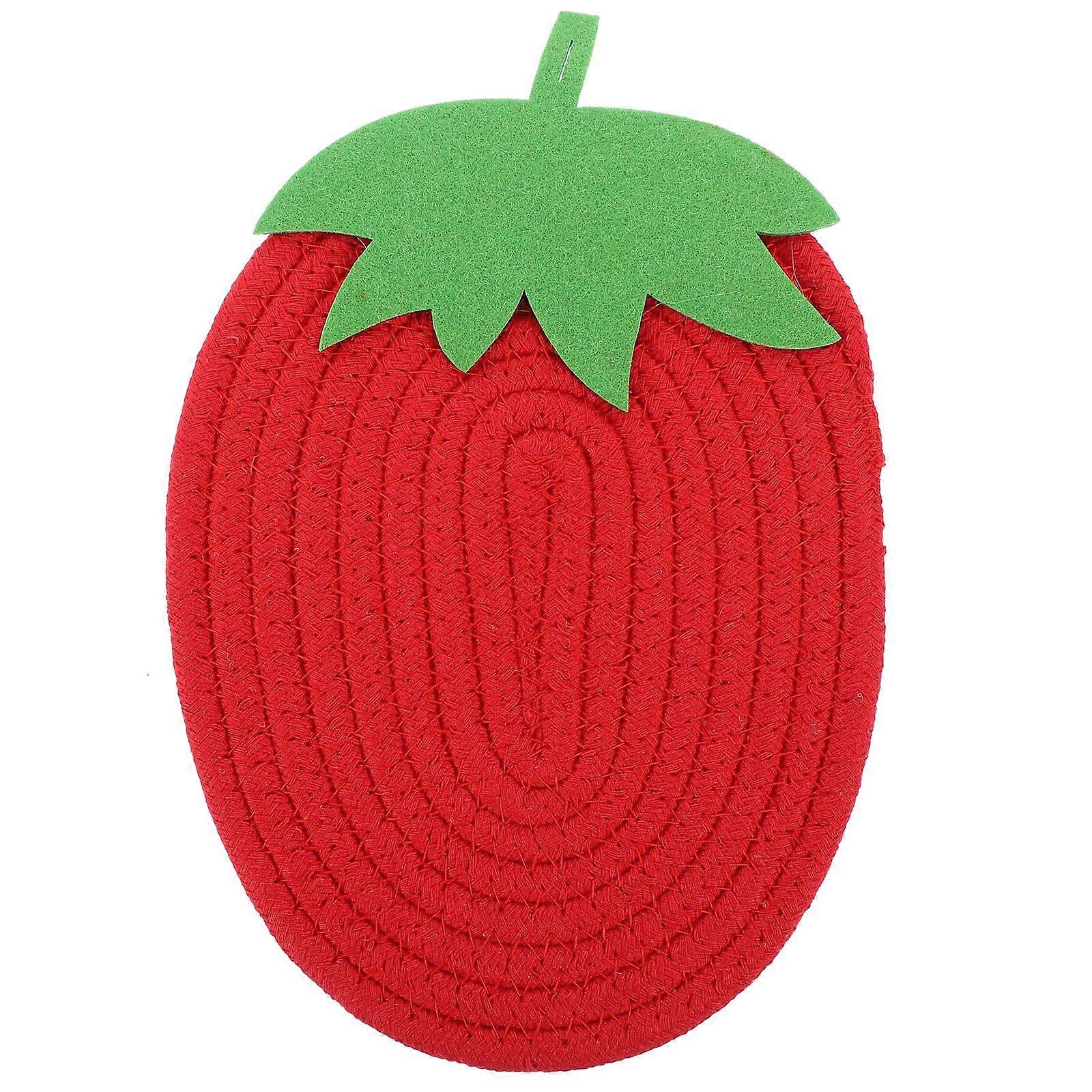 1 set de table en coton tissé résistant à la chaleur en forme de fraise