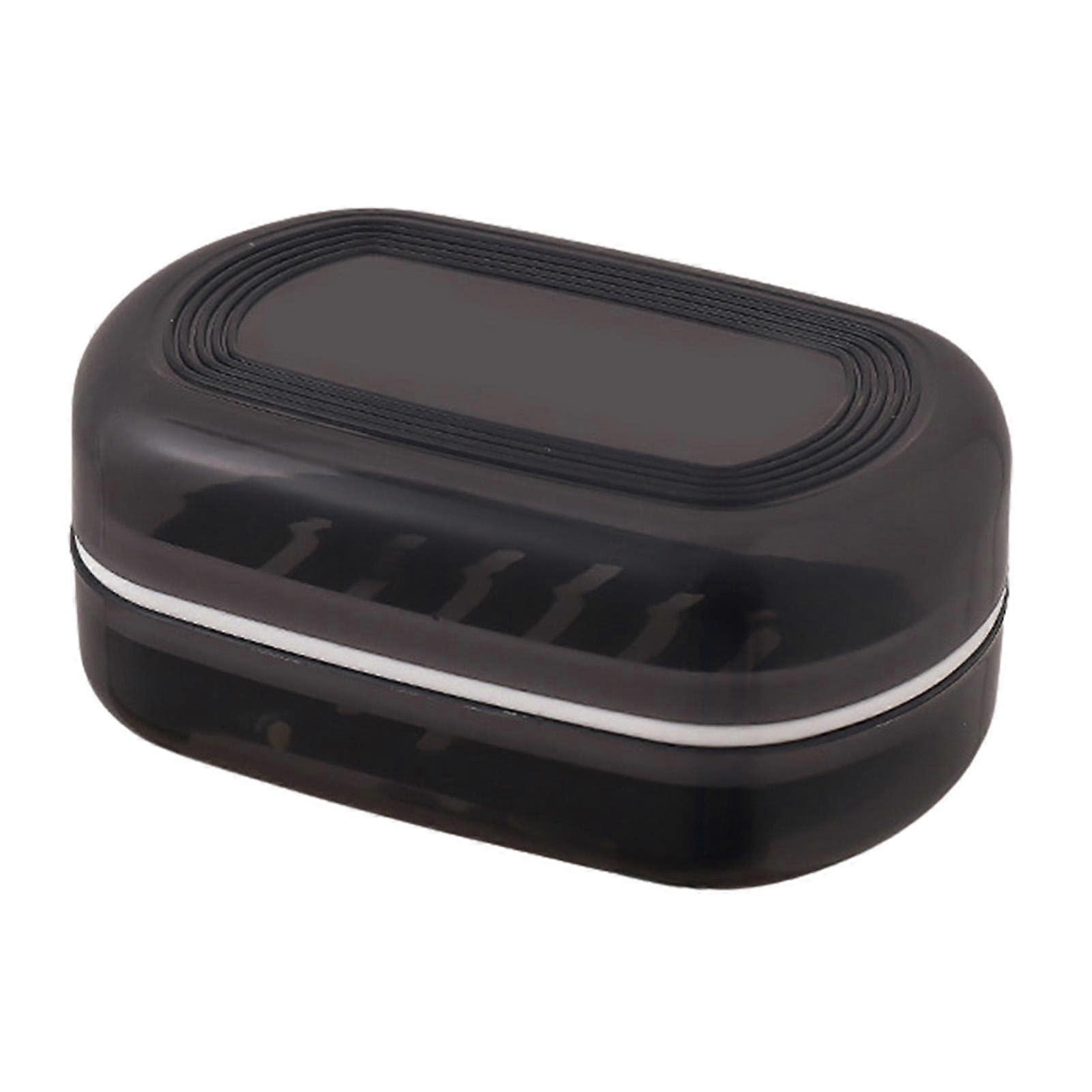 Double Soap Dish With Lid And Drainage, Large Travel Soap Case Holder, Black Double Layer Soap Box With Strong Sealing