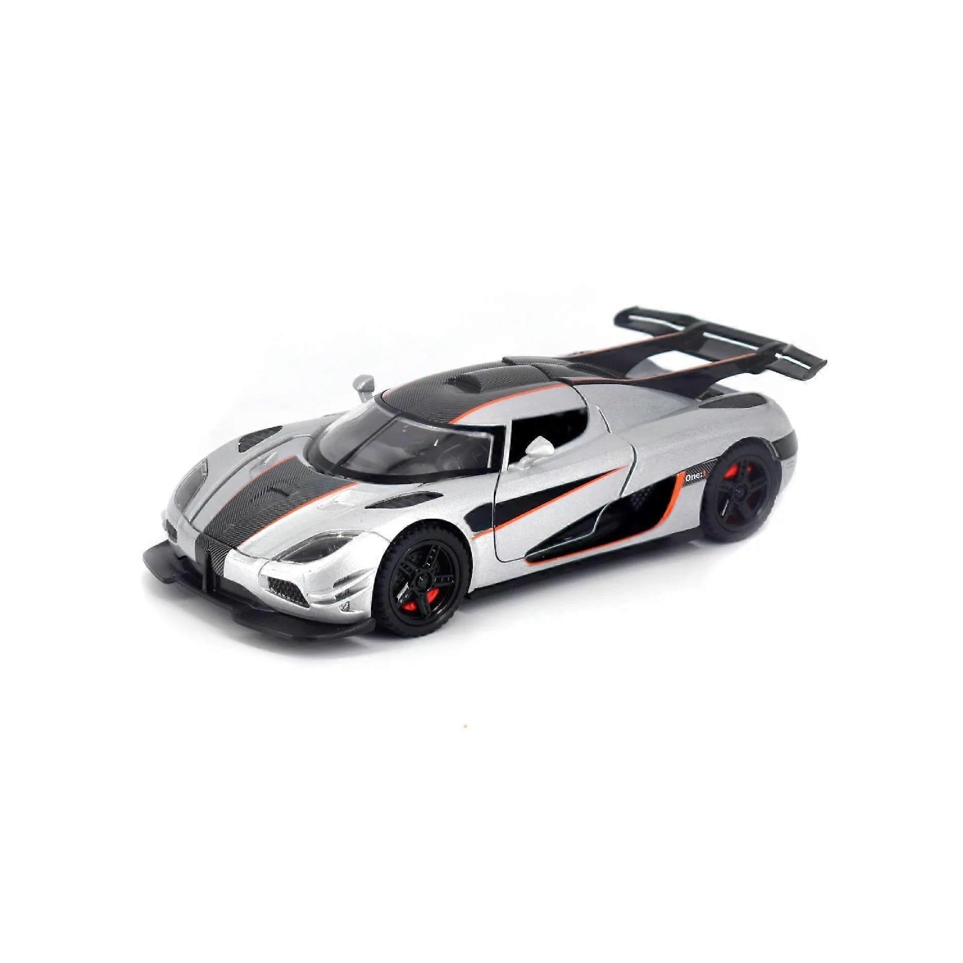 Diecast 1:32 Scale Alloy Car Model for Koenigsegg ONE1 with Opening Doors, Realistic Car Models, Decorative Souvenirs (Silver)