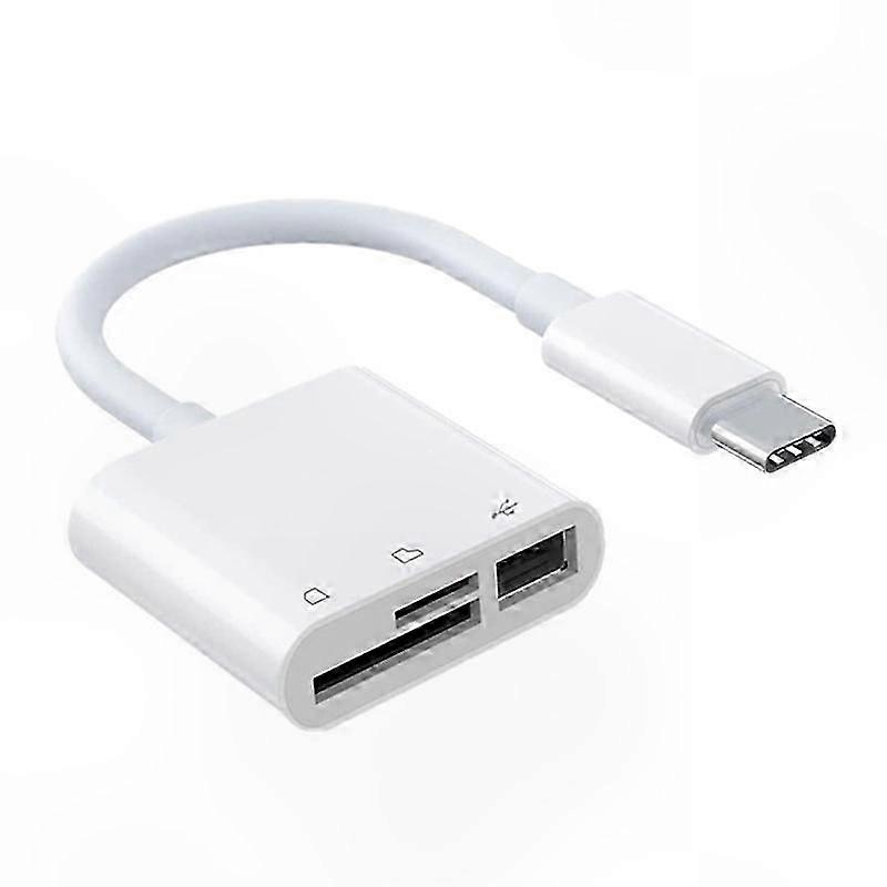 3-in-1 USB C Card Reader Adapter with Type C, USB, and TF Slots for Data Transfer