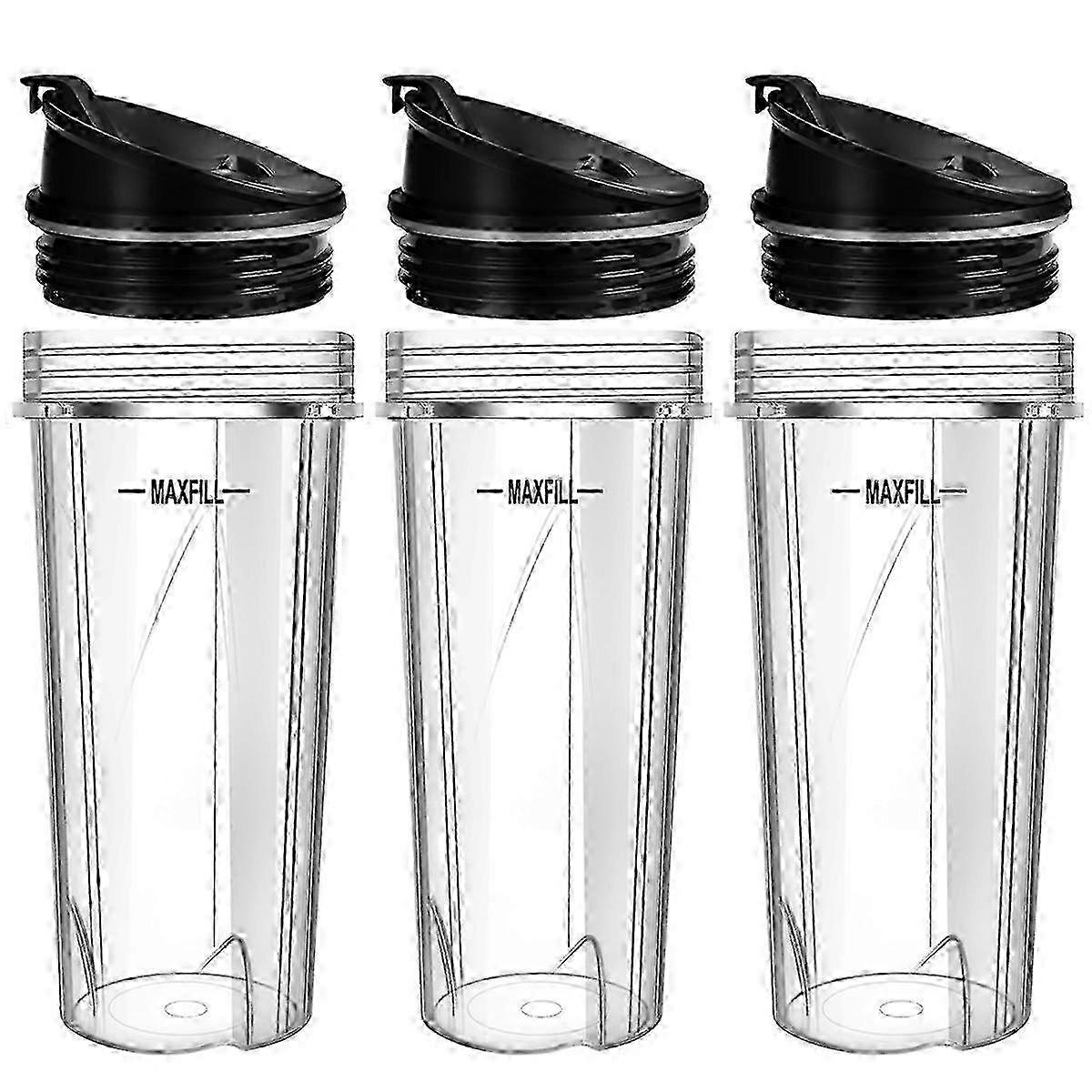 Improved 3 Pack 16oz Ninja Blender Cups - Replacement Parts for Ninja Blenders