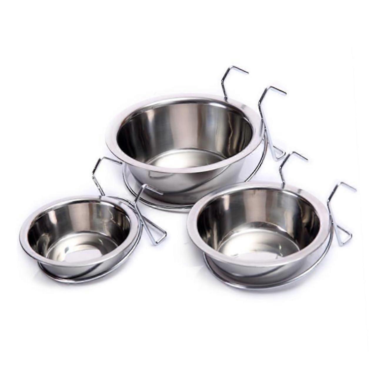 3PCS Stainless Steel Hanging Dog Water Bowls, Waterproof Pet Feeding Bowls for Cats, Rabbits, and Birds in Kennels