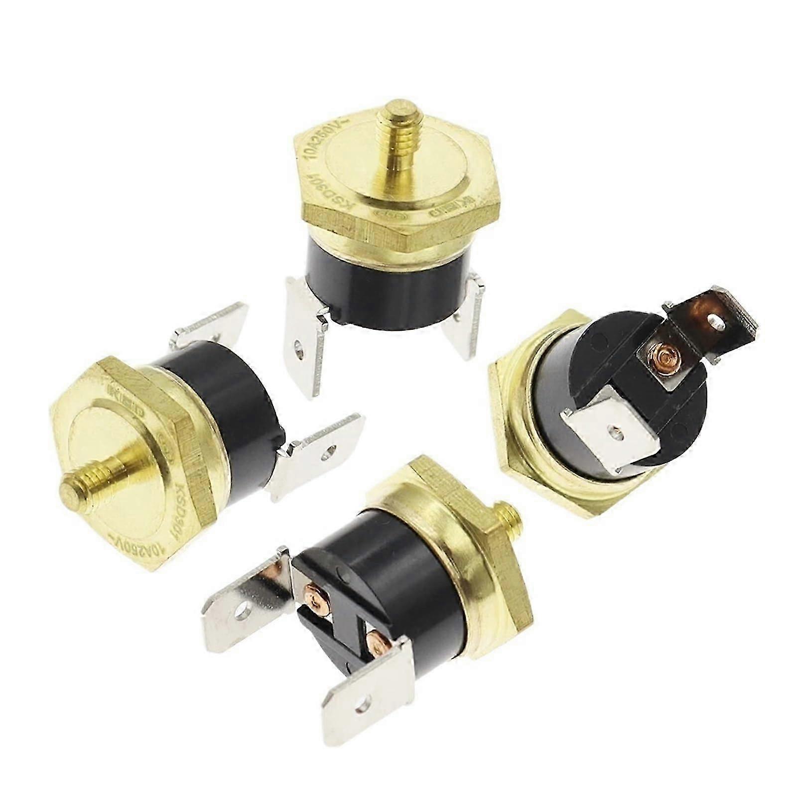 1 x M4 10A250V Normally Closed KSD301 40150 Degree Bakelite KSD301 Temperature Switch Thermostat Sensor Threaded Brass Probe (85C) 38C