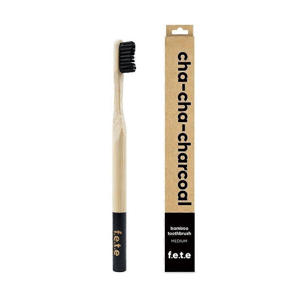 From Earth to Earth Bamboo Tooth Brush Cha Cha Charcoal Black 1 Unit - 2 Pack