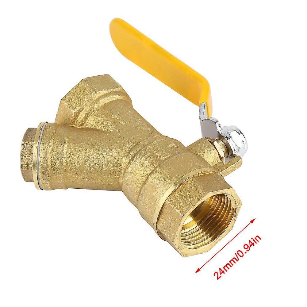 Y Type Brass Ball Valve 3/4" BSPP Yellow Strainer Filter