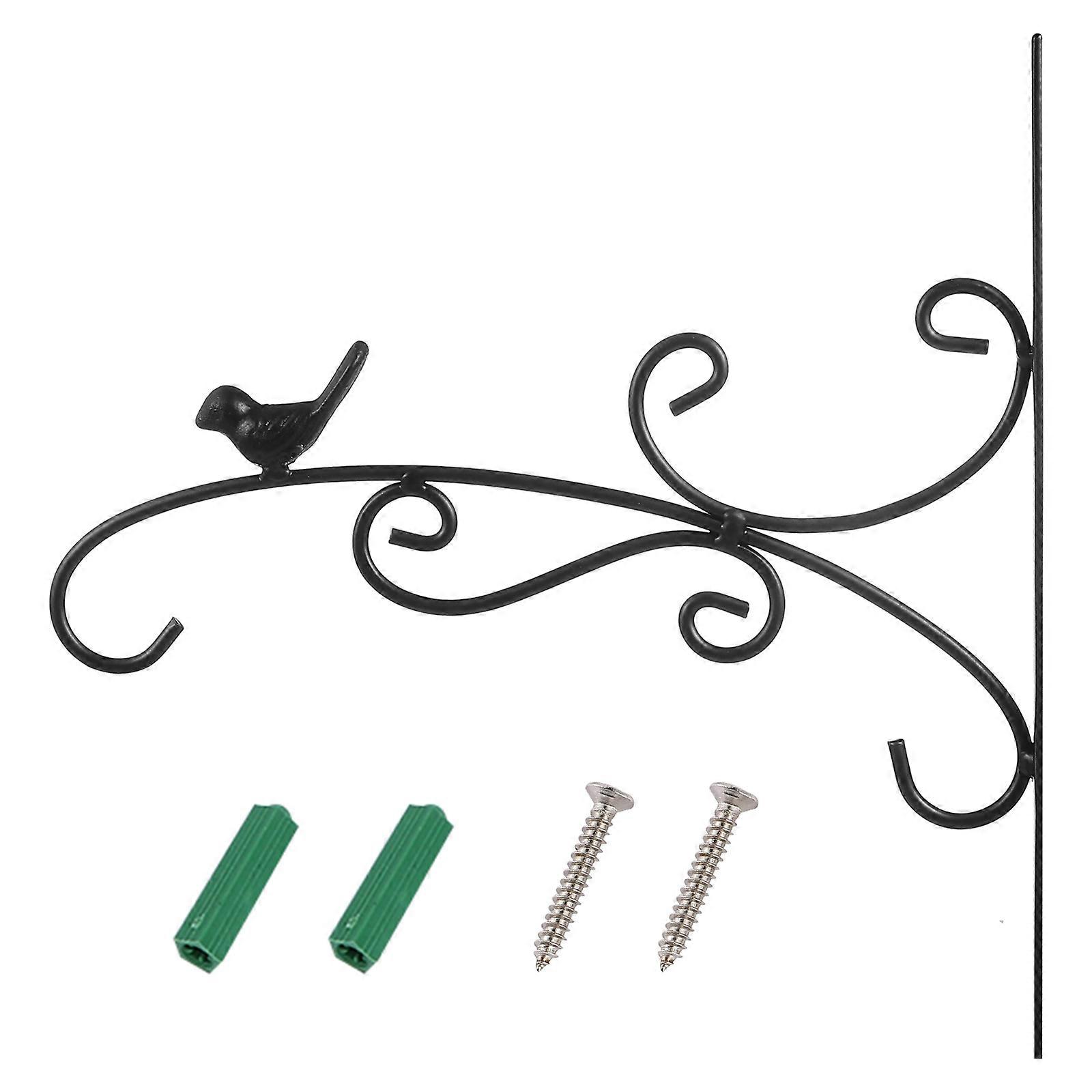 Elegant Wall Hanging Planter Hook with Bird Feeder and Wind Chime Hanger, Rustic Iron Bracket for Lanterns and Plants, Easy Installation Decorative