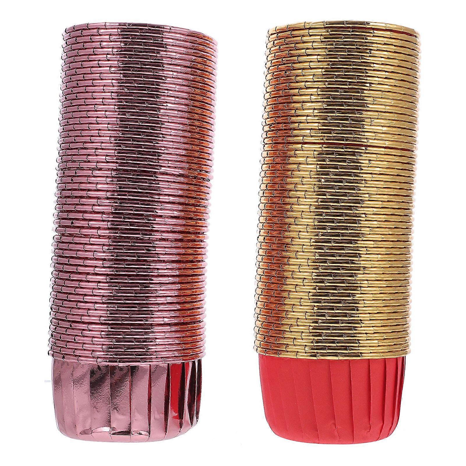 Cake Paper Cups Disposable Baking Cups for Family Gatherings Red Paper Food Grade High Temperature Resistant 100Pcs