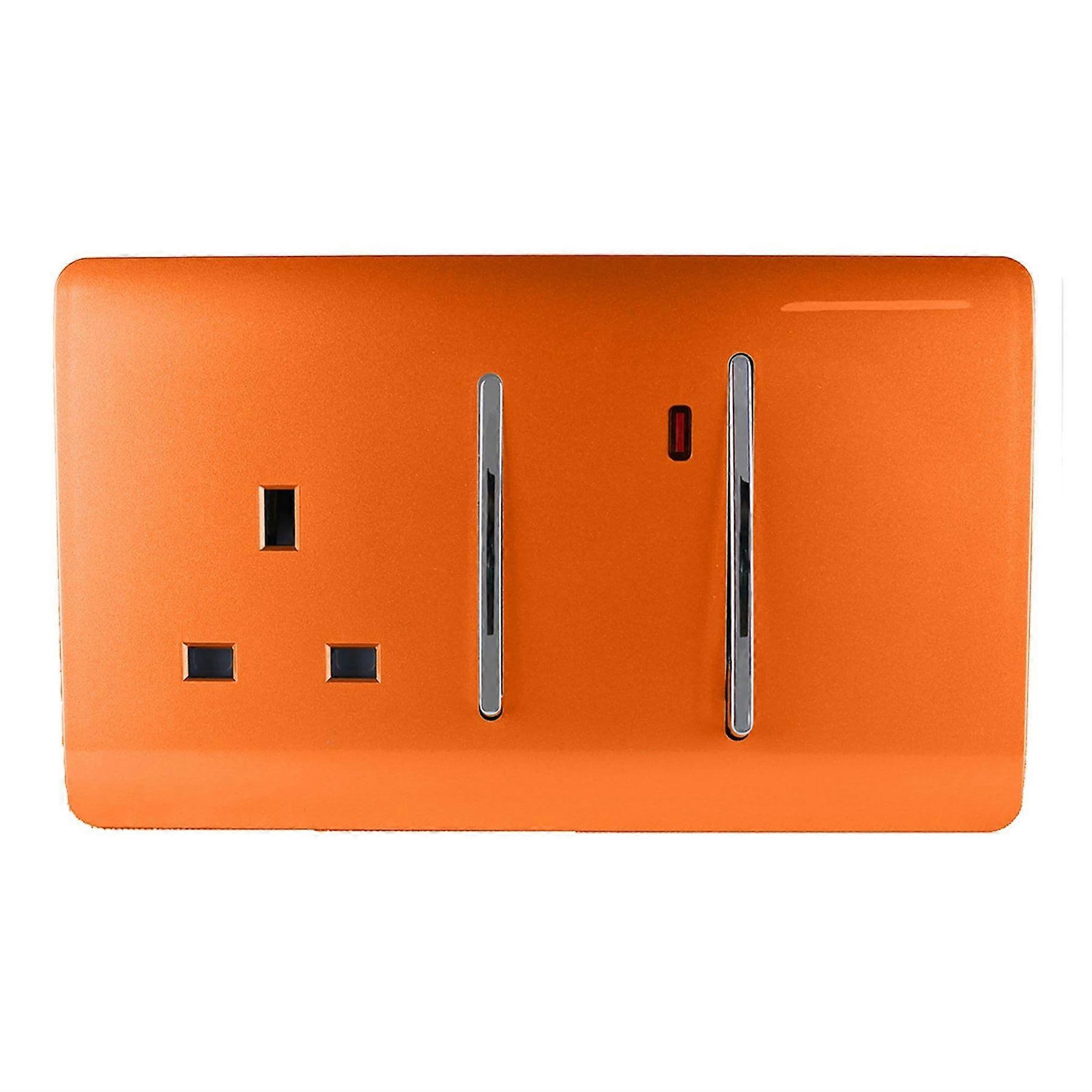 Trendi Artistic Modern Glossy 45 A Cooker Switch & Plug Socket Inc Neon Insert Orange