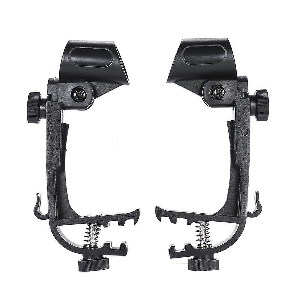 2pcs Adjustable Microphone Clamp Clip On Drum Rim Mic Mount Holder Shockproof for Secure Positioning and Easy Installation