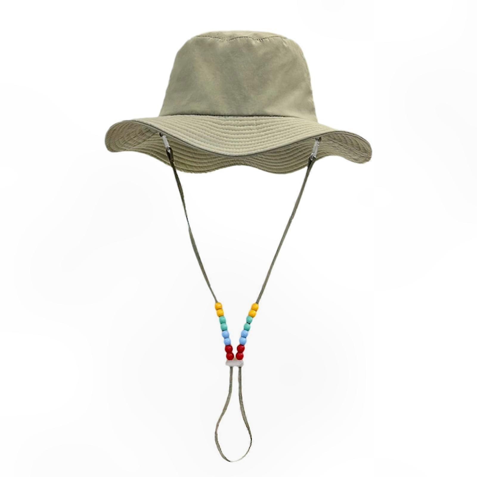 Adjustable Wide Brim Sun Hat for Outdoor Activities Unisex Quick-Dry Windproof Sunshade Cap in Off White