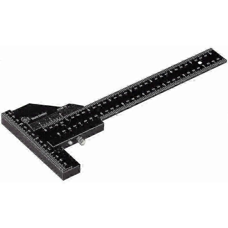 Carpentry Ruler, Multifunctional Woodworking Scribing Ruler, Aluminum T-shaped Ruler, Scribing Device, 0-280mm Measuring Tool, Accurate Measuring to 0