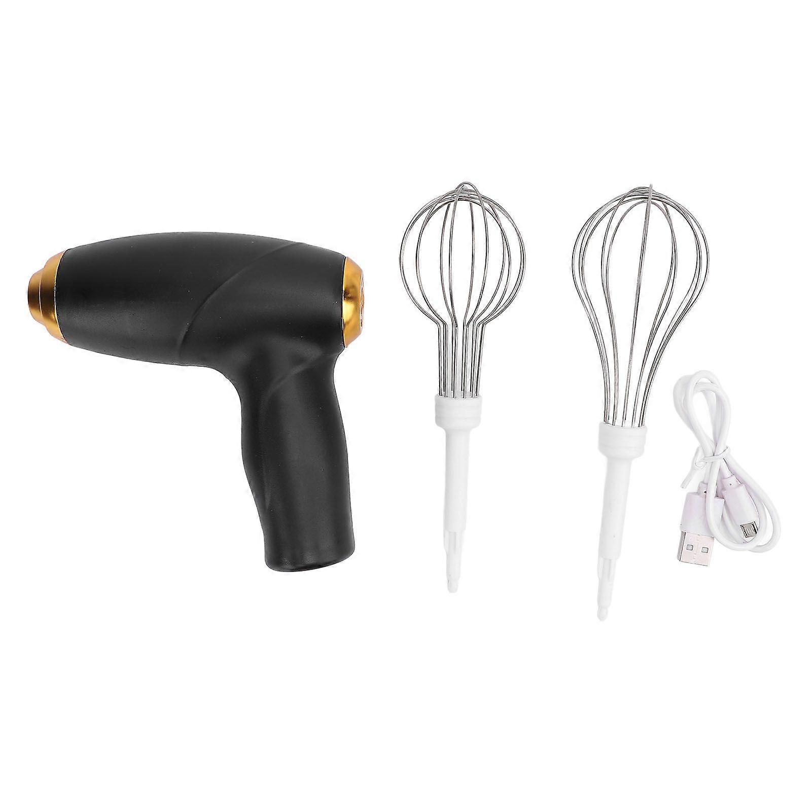 Cordless Hand Mixer USB Rechargeable Portable Handheld Electric Whisk Egg Beater for Mixing Baking Cooking Black