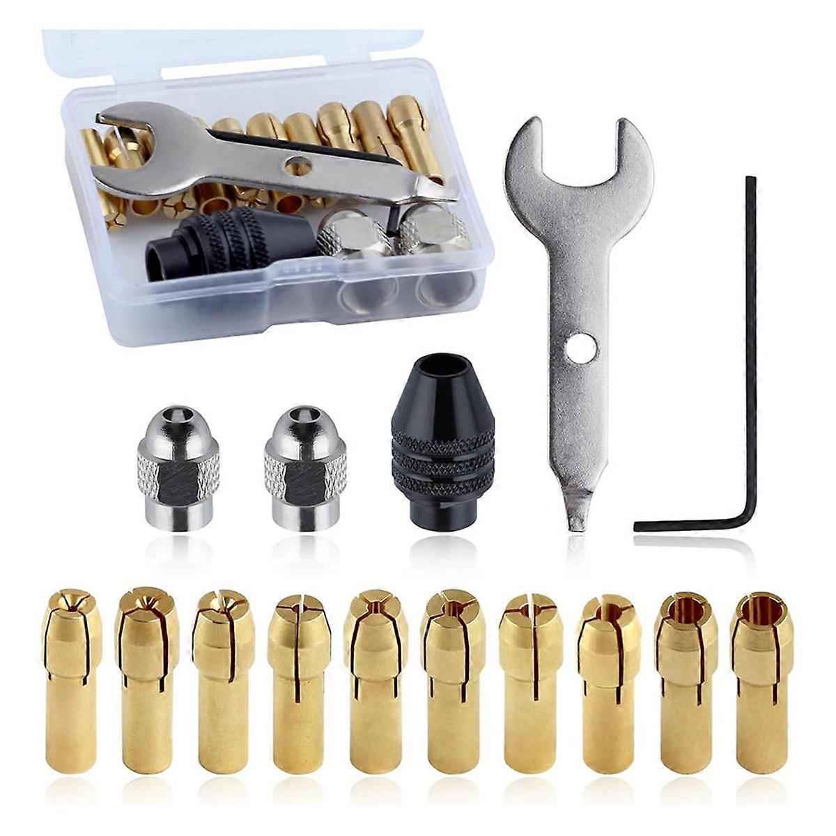 15PCS Drill Chuck Collet Set Rotary Collet Nuts Set 0.5-3.2mm Shank Replacement 4486 Rotary Tool Change Chuck Accessory