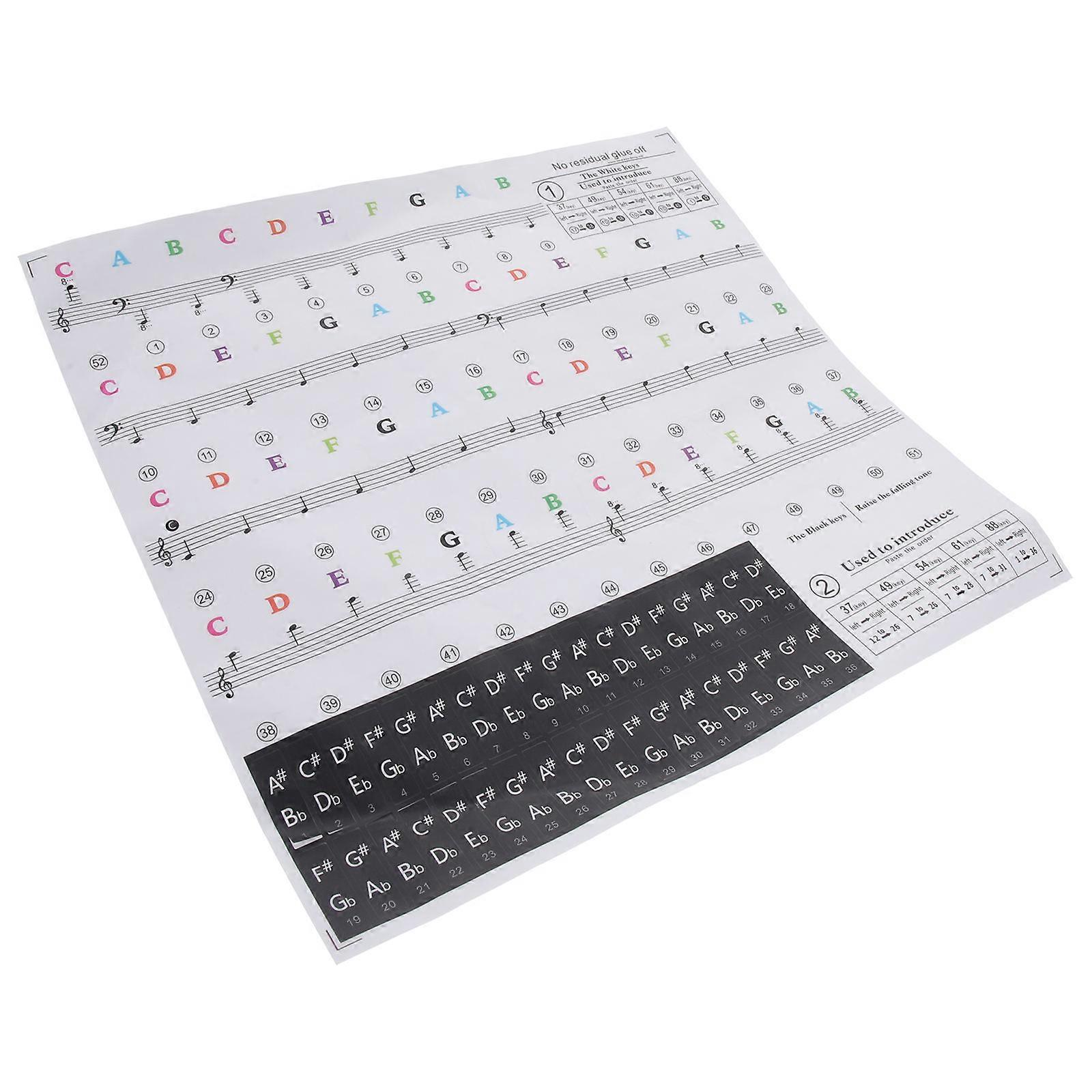 Beginner Piano Stickers for Keyboard Decals Electronic Piano Assorted Color Easy to Use