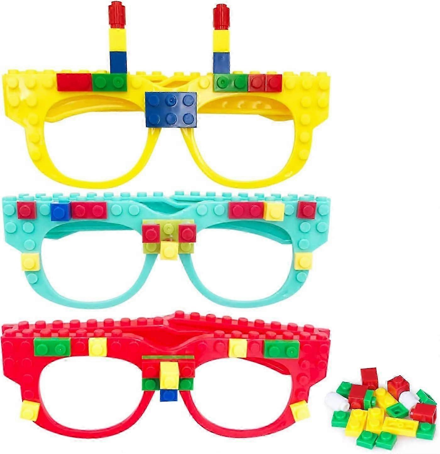 12 Pcs Diy Building Blocks Glasses Building Blocks Kids Games Creative Building Blocks Birthday Party Favors, Carnival Party Game Supplies