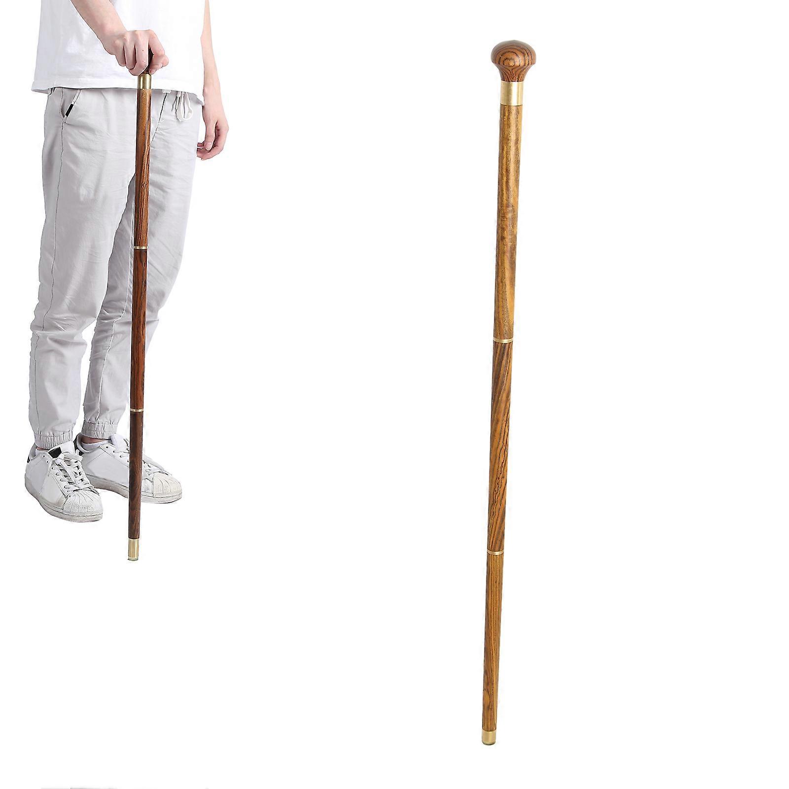 Hiking Walking Stick 3-Section Wooden Cane 85cm for Elderly