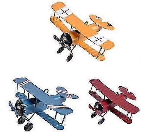 3pc Vintage Metal Planes Model - Retro Aircraft Glider Biplane