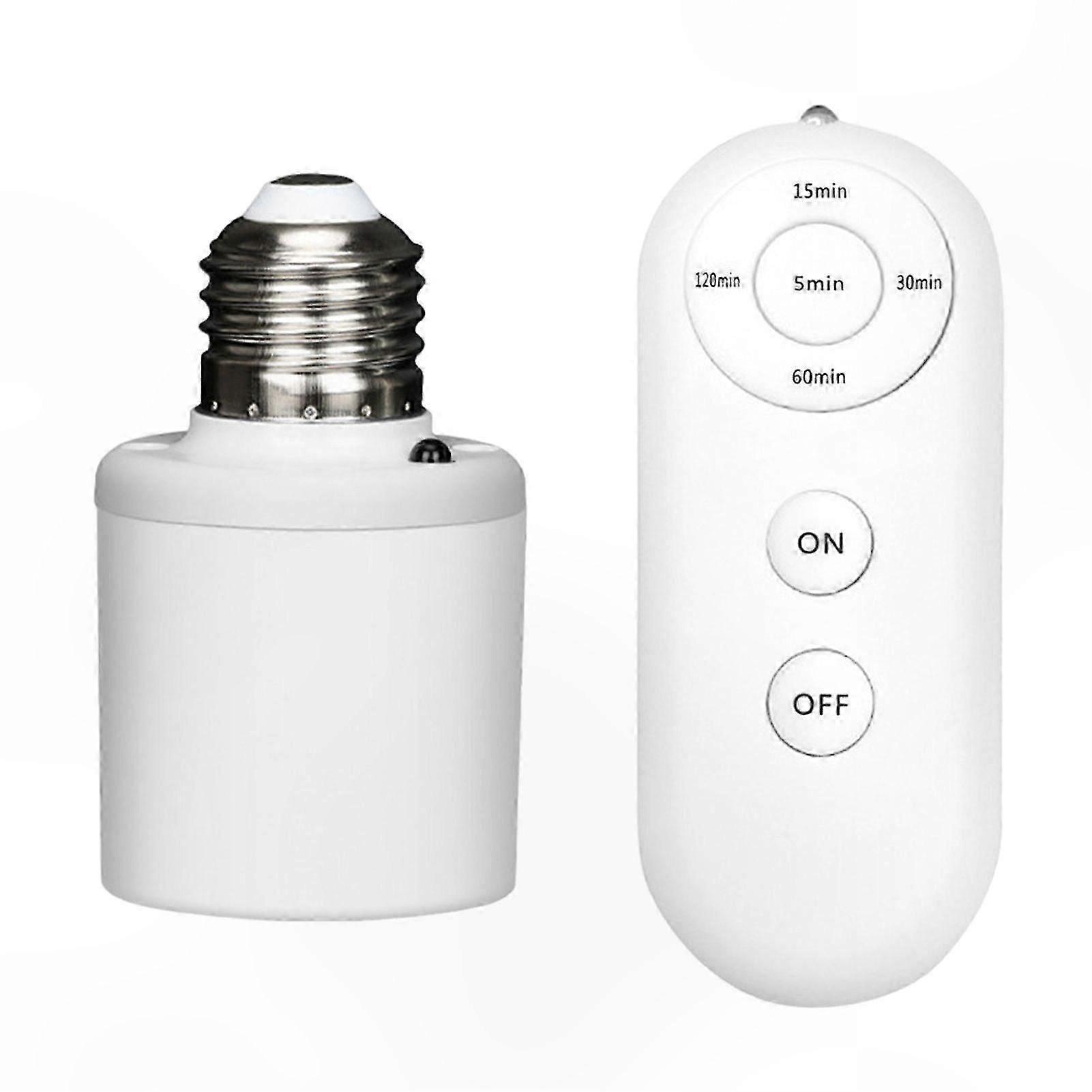 Smart E27 Lamp Socket with Remote Control and Timer Function (15/30/60/120 Minutes) Wireless Lighting Holder for Home Automation