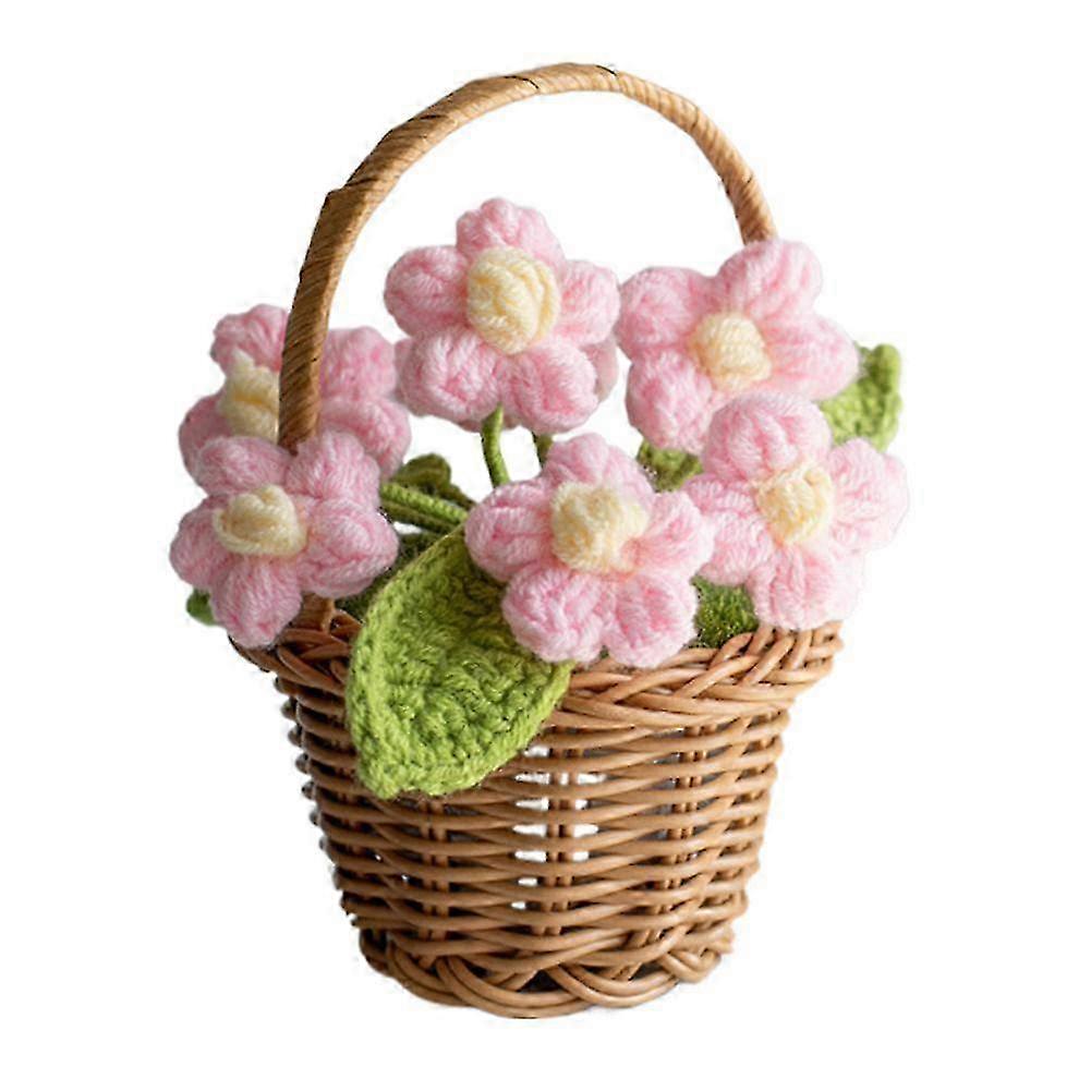 Handmade Woolen Hook Weaving Flower Pottery Desktop Gift Knitted Decoration