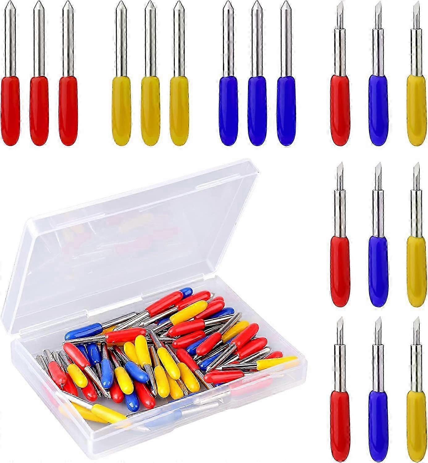 55pcs Plotter Cutting Blades, Including 15pcs 30Fine Point Blades 25pcs 45Standard Blades and 15pcs 60 Deep Cut Blades for Cutting Plotter Vinyl Fabri