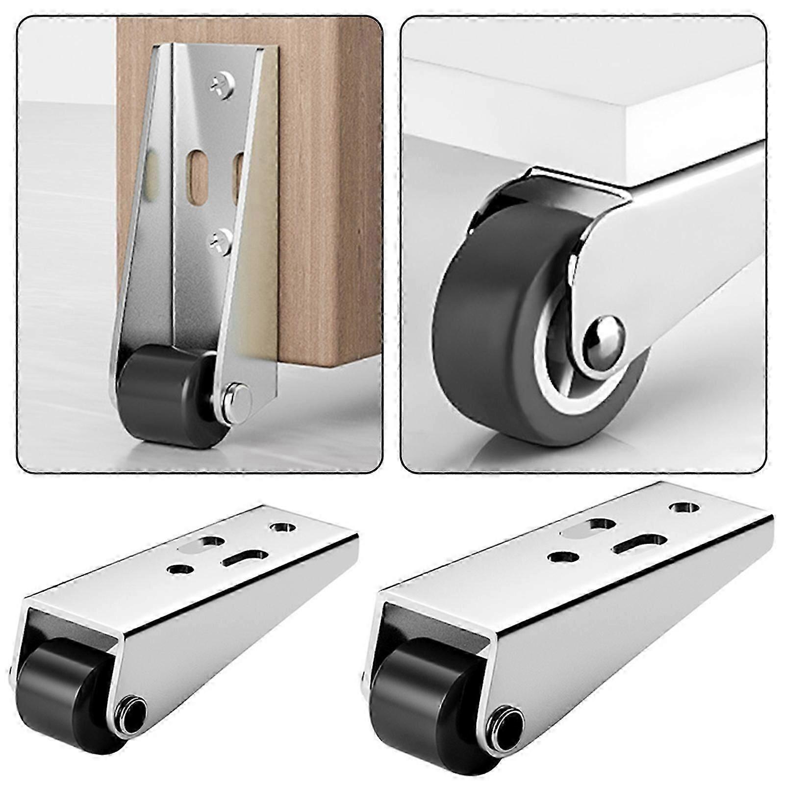 2PCS Heavy-Duty Side Mount Caster Wheels Set for Cabinets, Tables, Furniture, Quiet Smoothing Gliding, Easy Install, Non-Slip Load Bearing