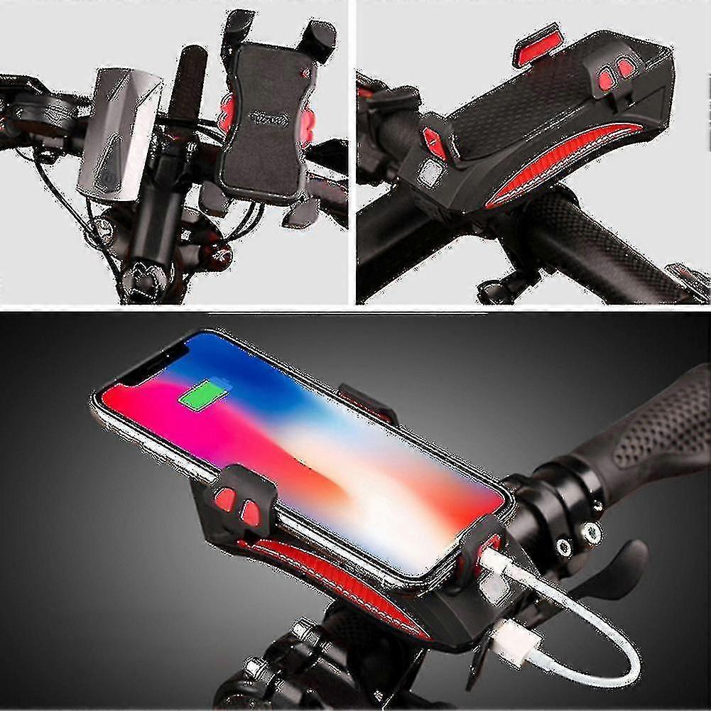 Multi-Function 4 in 1 Bike Handlebar Phone Holder & Power Bank Black/Blue/Orange/Red-HY