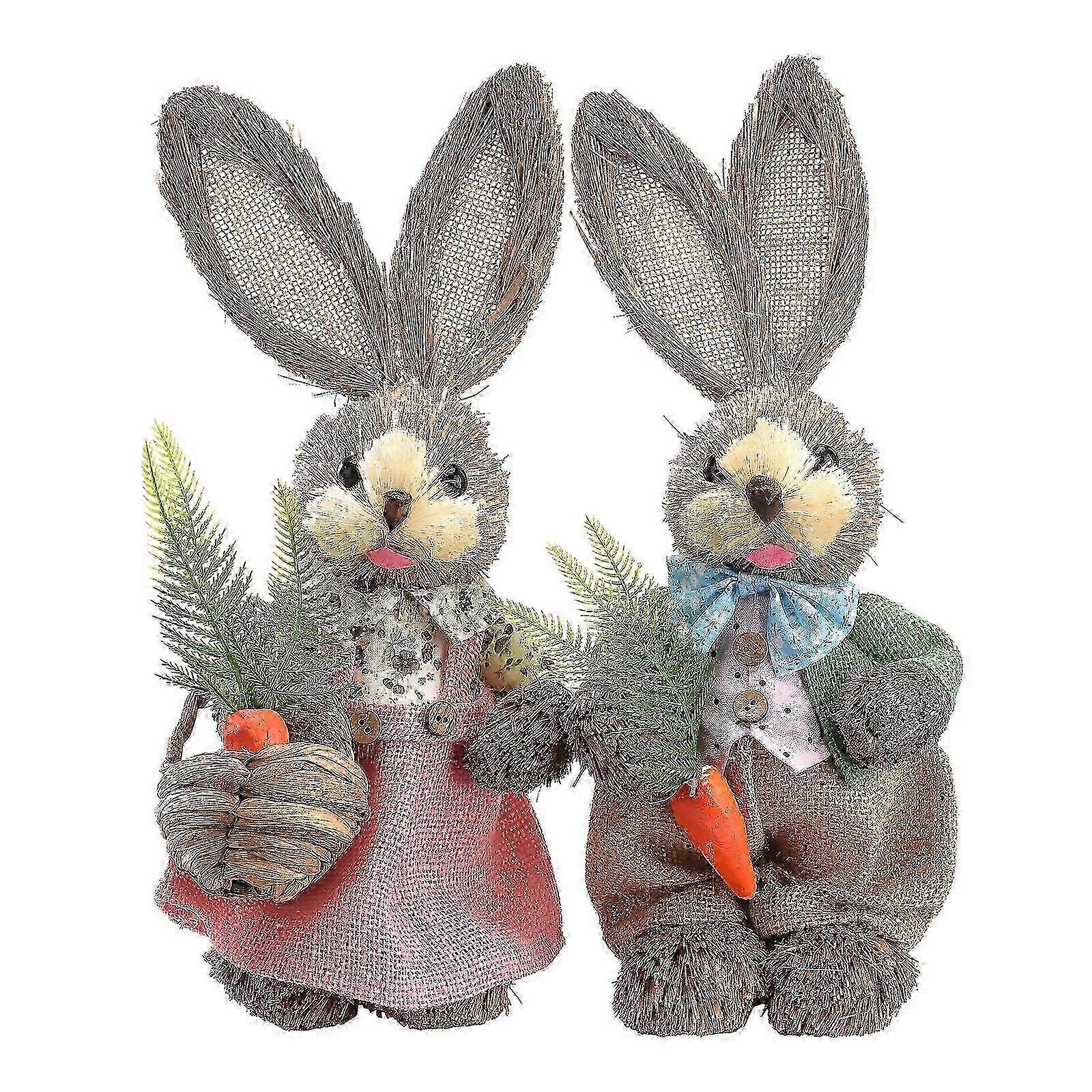 set of 2 Easter Home Pastoral Rabbit Easter Simulation Rabbit Ornament Party Set 35CM