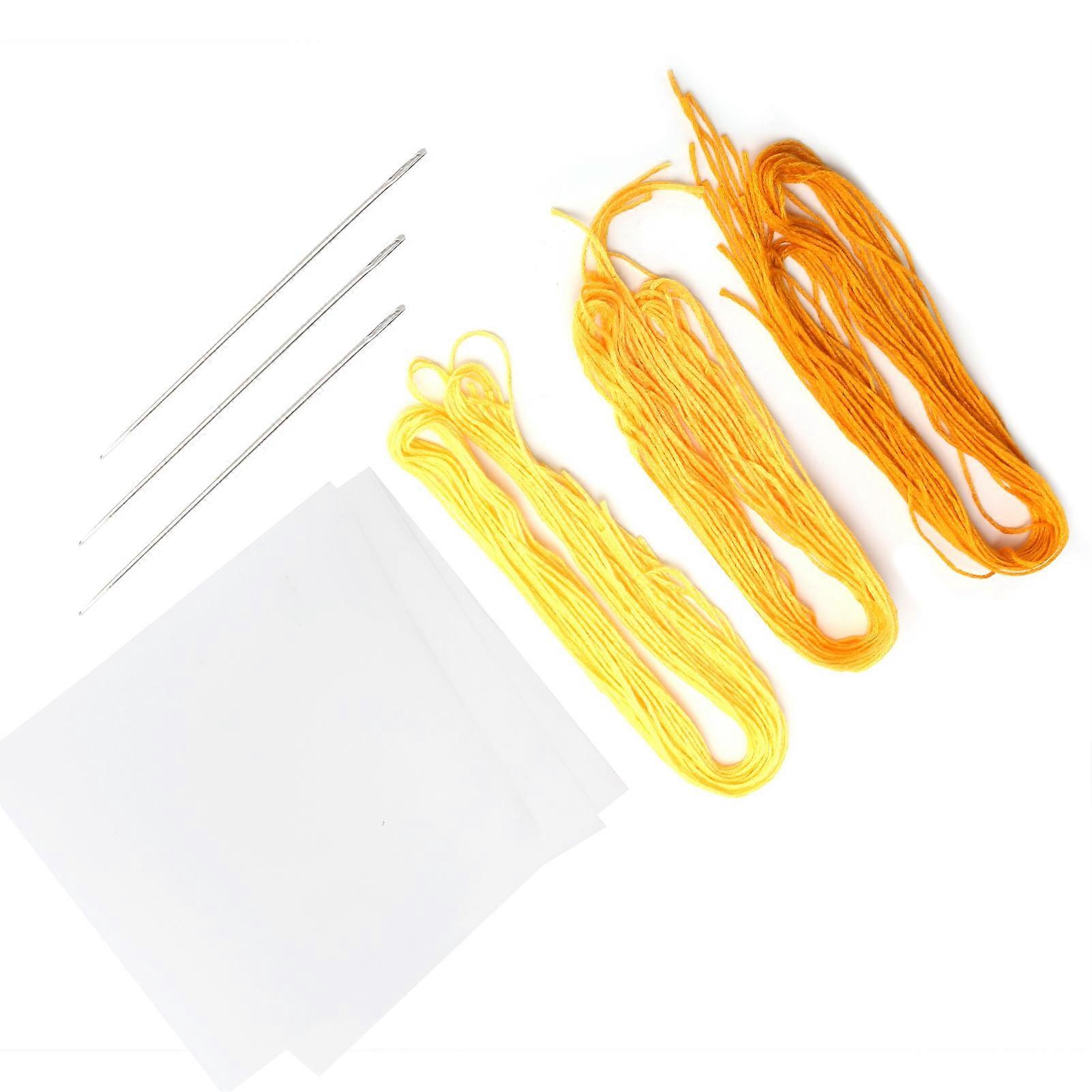 Embroidery Starter Kit with Needles, Threads & 15cm Transparent Printed Cloth