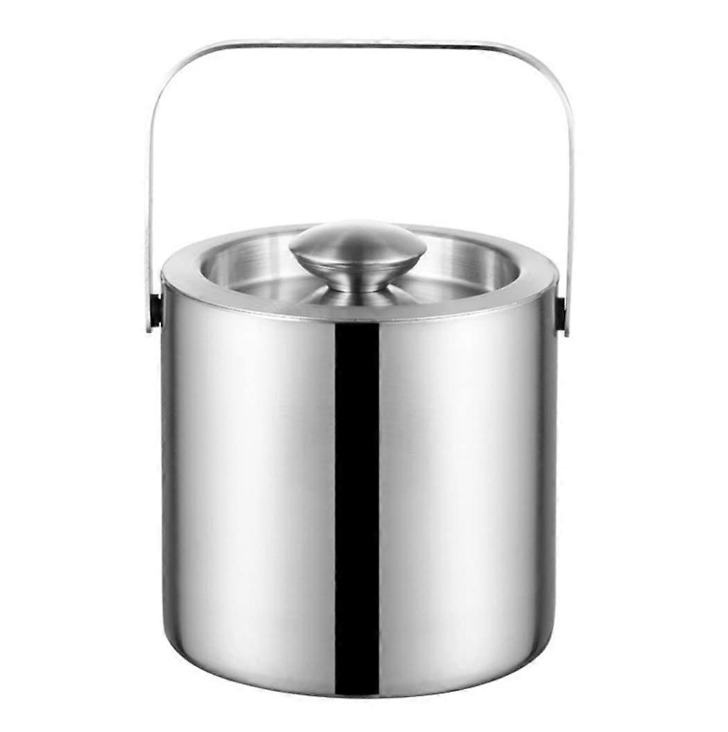 Ice Bucket Portable DoubleWall Stainless Steel Ice Bucket With Tongs For Champagne And Wine