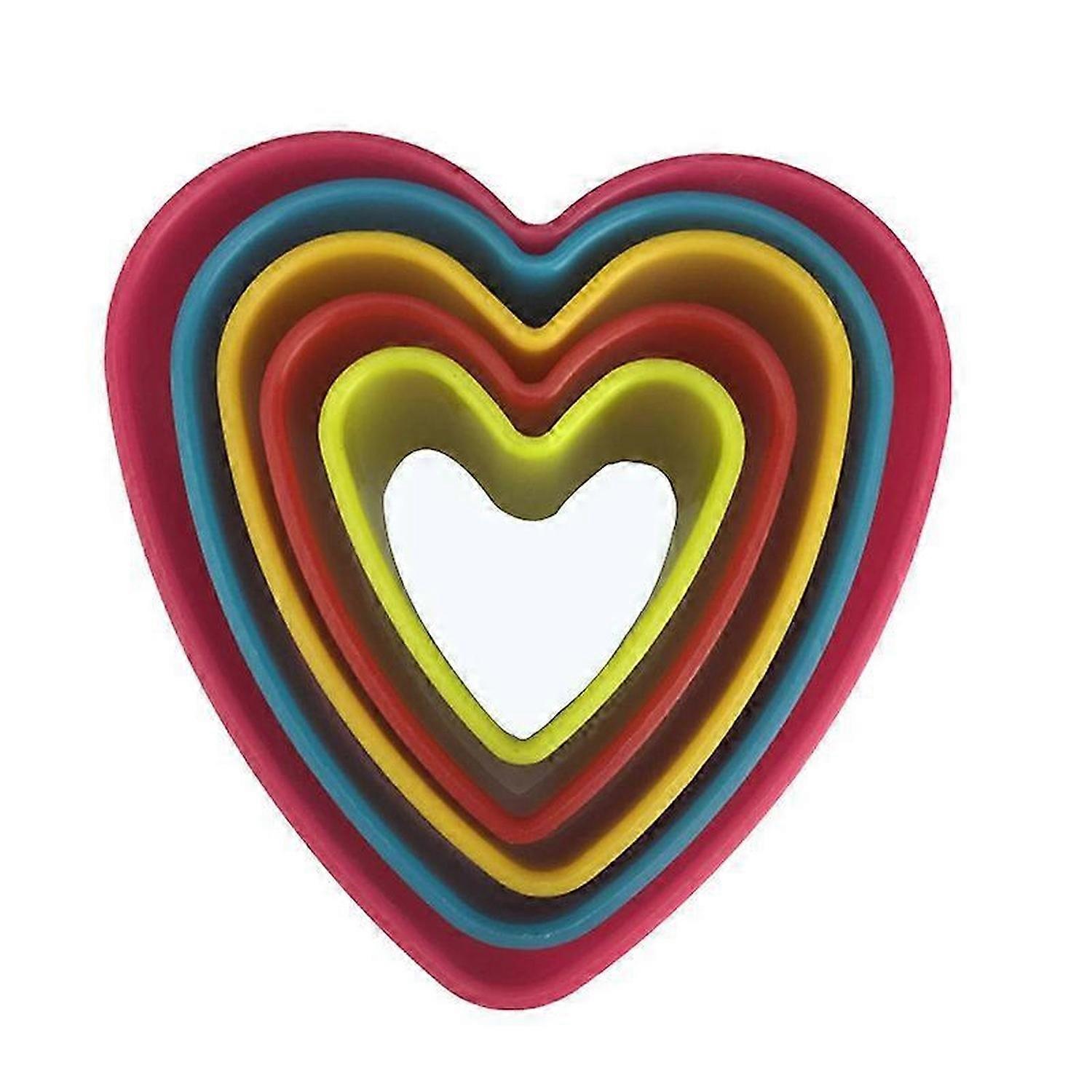 5pcs Heart Shape Plastic Cookie Moulds Food Grade Plastic Cookie Cutter