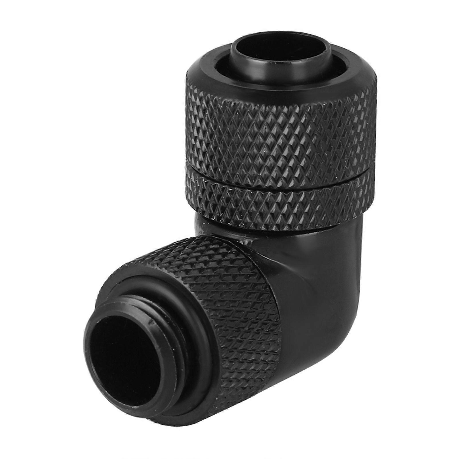 G1/4 Thread Water Cooling Fitting Thin Tube 90 Right Angle Elbow (Black)