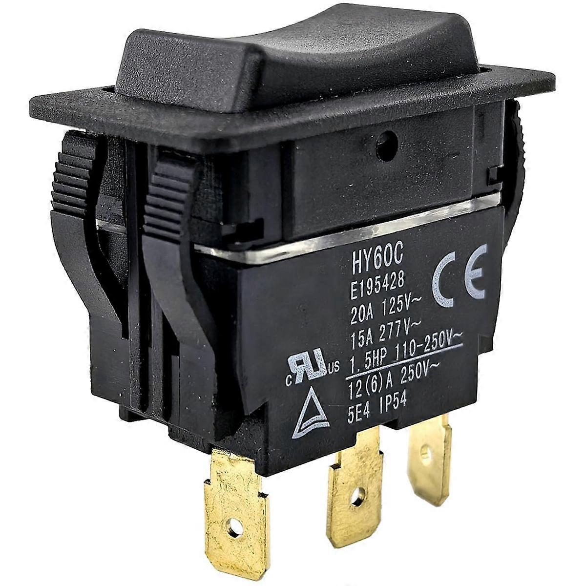 HY60C 3-Pin Rocker Switch (on)-Off-(on) 20A/125V