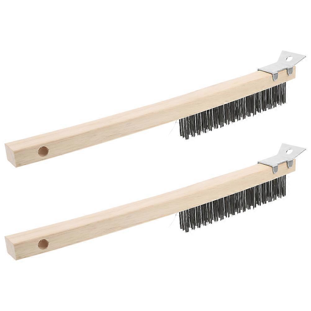 Long Handle Pizza Brush Wooden Handle for Cleaning 6Pcs Pizza Stone and Oven