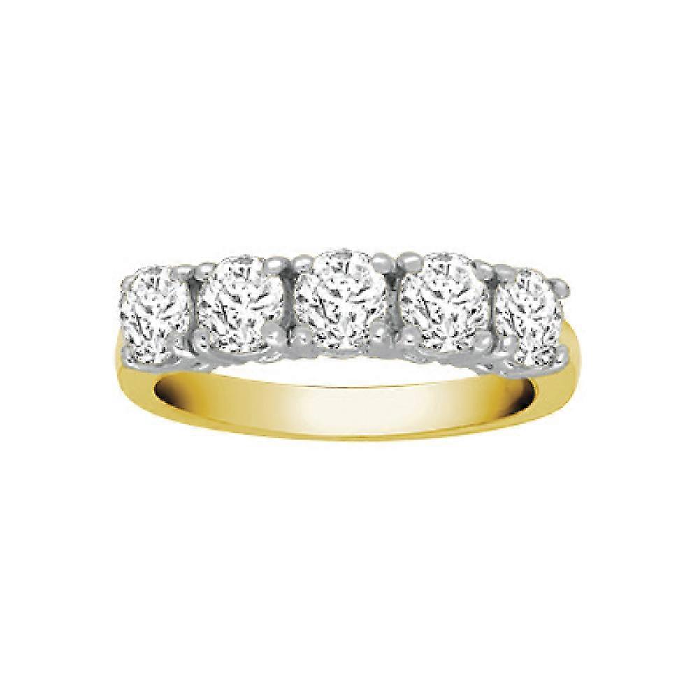 Jewelco London Solid 18ct Yellow Gold 4 Claw Round G SI1 2ct Diamond 5 Stone Pentalogy Eternity Ring