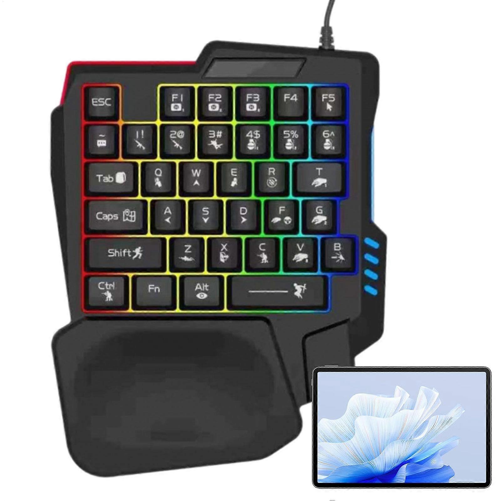 Game Keyboard Single Handed Keyboard Programmable Keypad For Computer Mobile Tablet Laptop Black