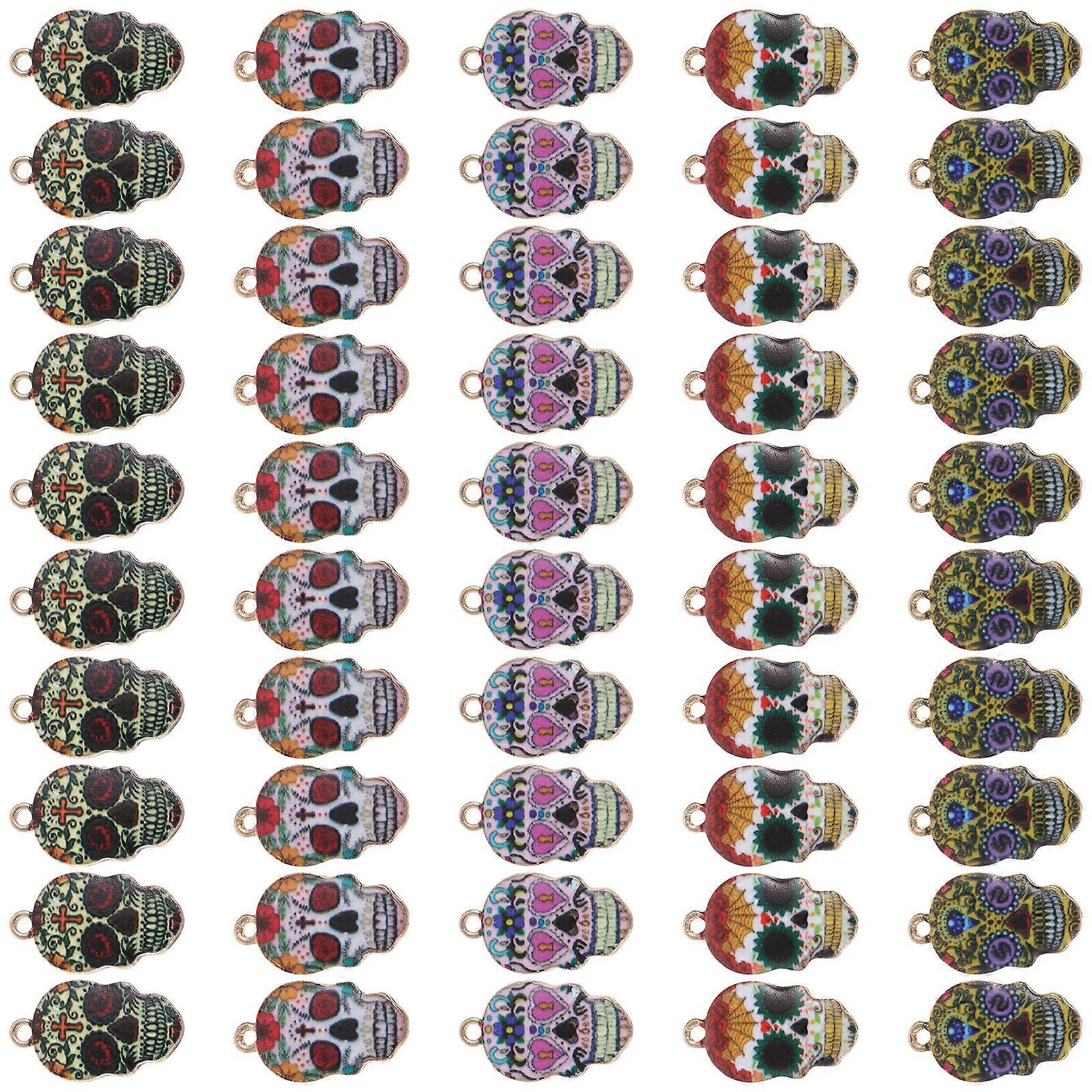Skull Head Pendant Alloy Pendants for DIY Crafting 50Pcs Set Accessories