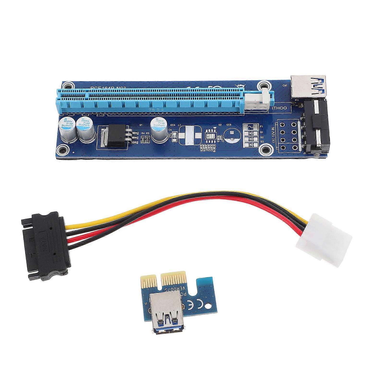 GPU Riser Adapter Card 2Sets Pci-E 1x to 16x Extender with LED Light