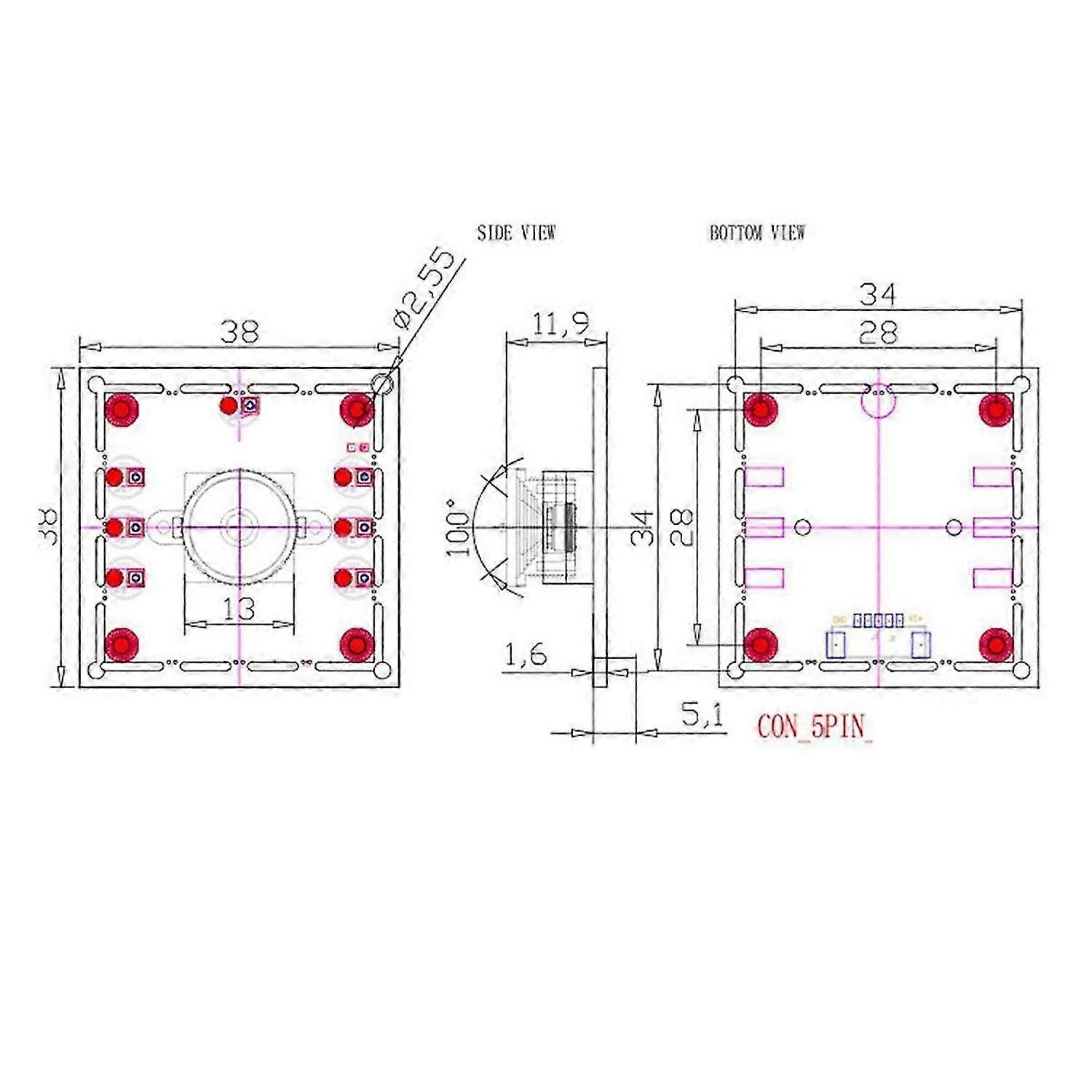 New 3Pcs 100 Degree Camera Module 1MP OV9732 1280x720 USB Free Driver Manual Focus,with 0.6 Meter Ca