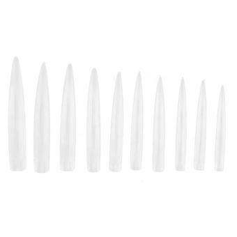 10pcs Professional Long Pointed Nail Tip Home Salon Fake False Nail Set Manicure ToolNatural Color