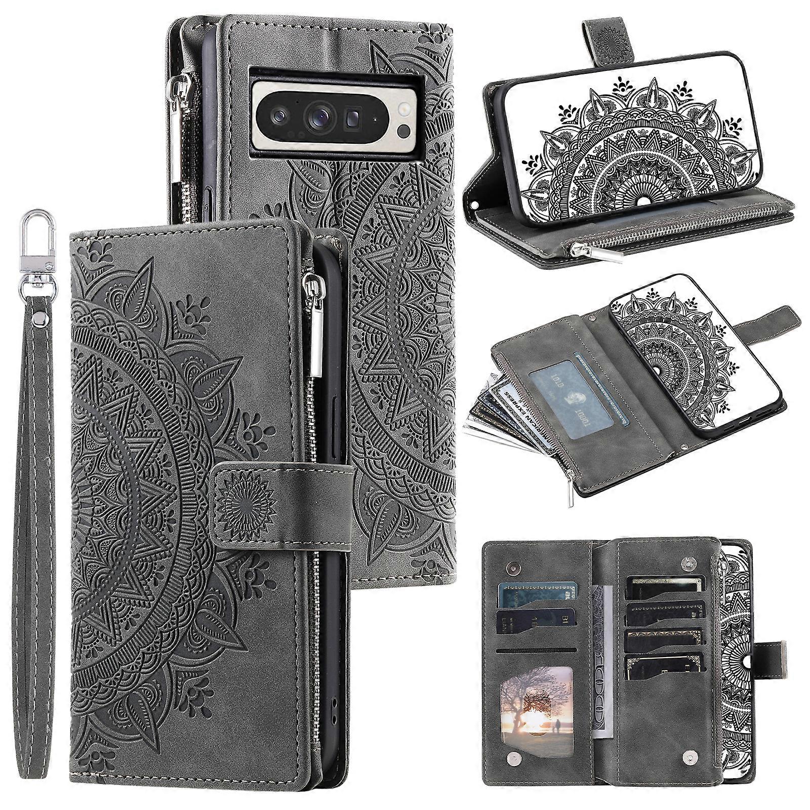 Multi-Card Totem Zipper Leather Phone Case