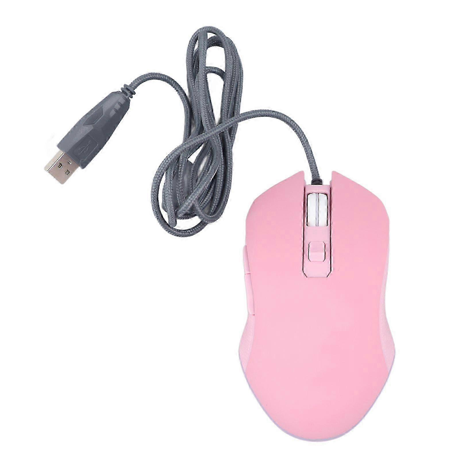 LED Mouse Type C Interface Portable Silent Roller Switch Ergonomic Cute Cartoon Appearance Mouse for Macbook Pink Wired USB