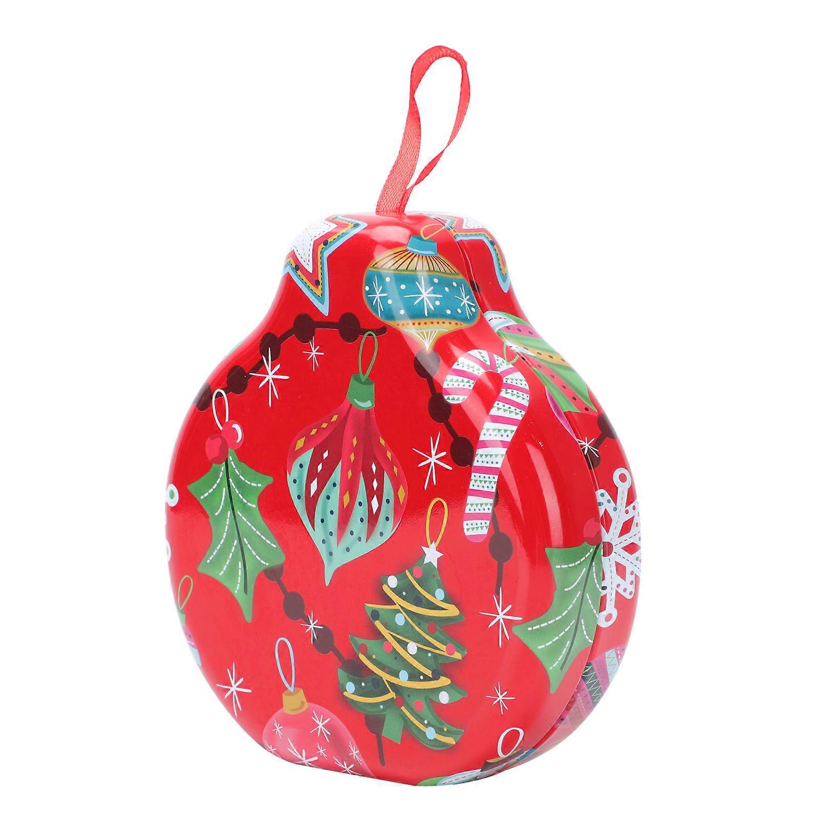 Red Christmas Candy Box Tinplate Gift Wrapping Box 1Pcs