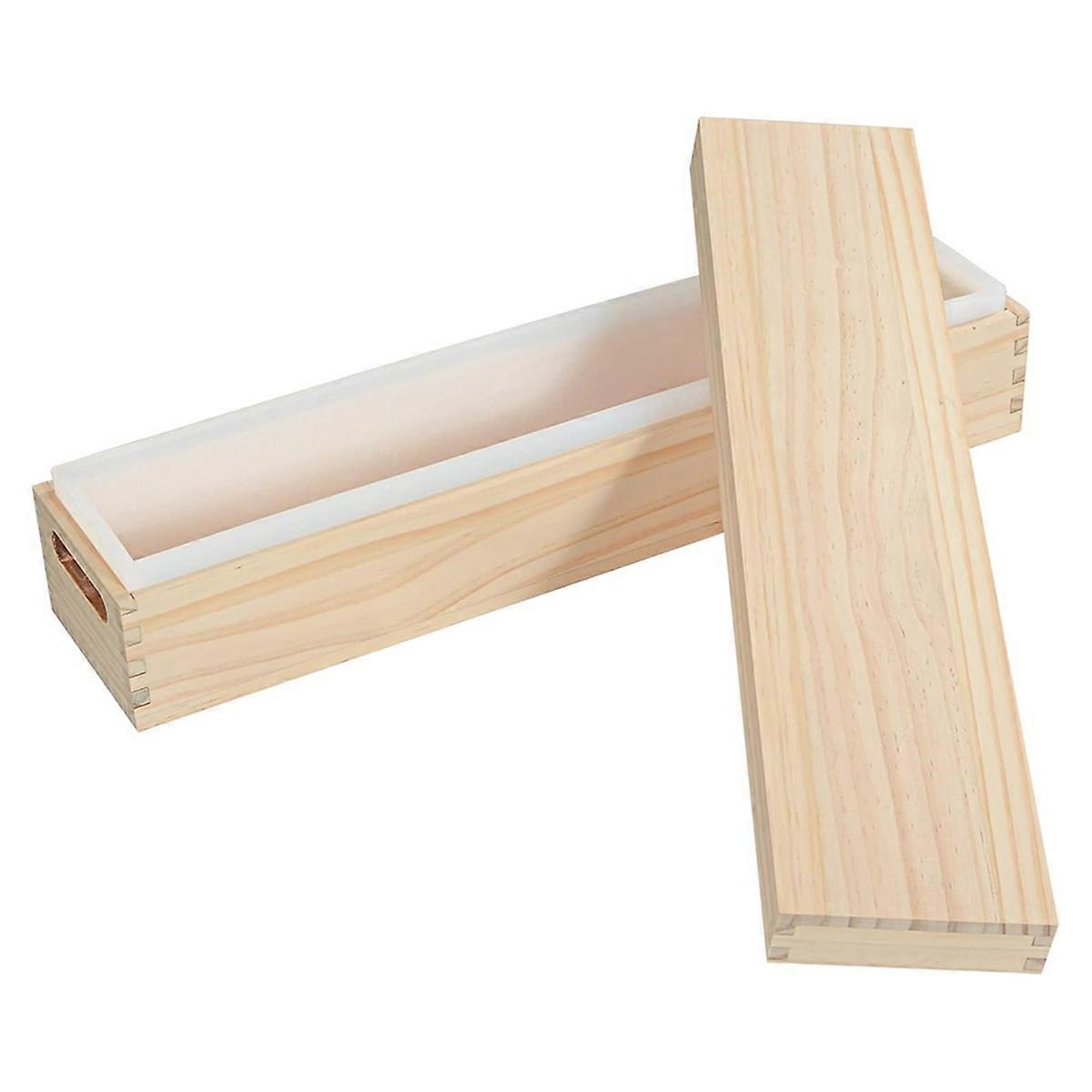 Silicone Soap Molds for Soap Making Wooden Soap Mold Loaf with Cover, Rectangle Soap Loaf Molds for DIY Soap Making