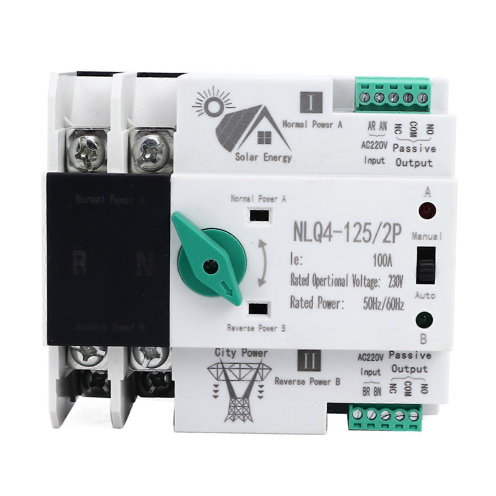 Transfer Switch Dual Power Fast Switching Automatic 230V AC 100A for Home Factory